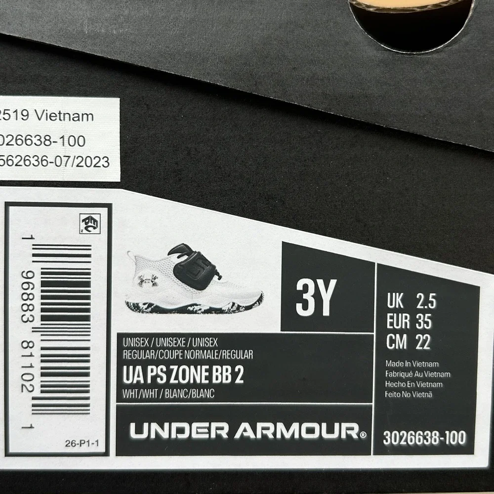 Under Armour Lockdown Youth‎ Boy's Leather Basketball Shoes Size 3Y White/Black